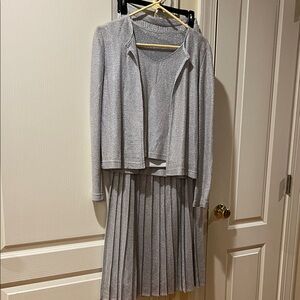 Elegant Silver 3 piece formal gown. Metallic thread. Size 6